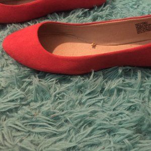Red womens flats